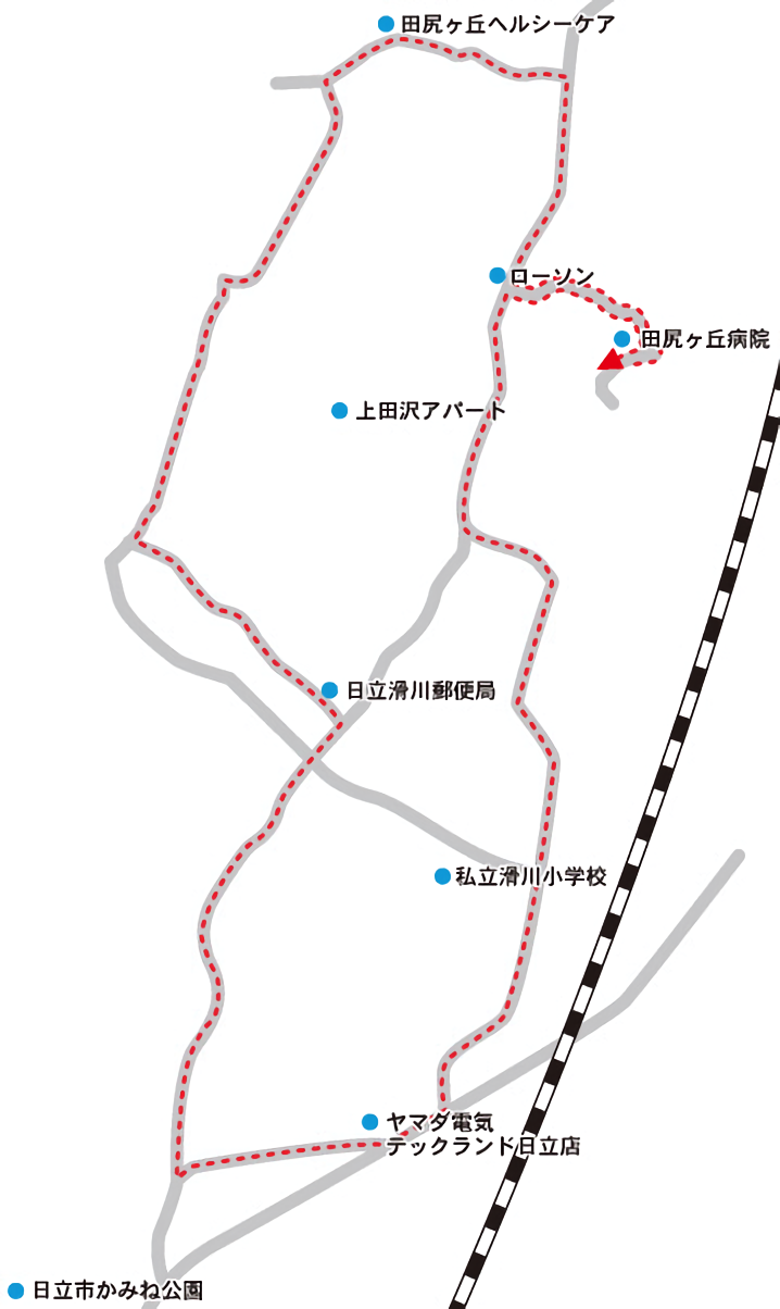 病院バス南廻り滑川方面運行コース